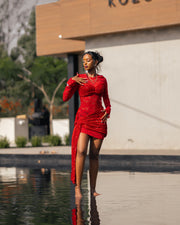 Stacy sequin red dress