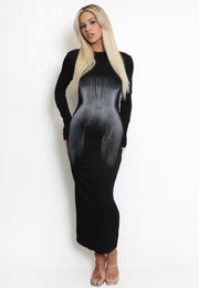Suzi Printed Waist Long Sleeve Maxi Dress