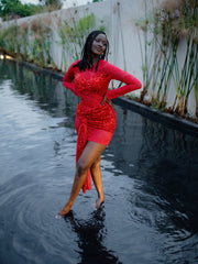 Stacy sequin red dress