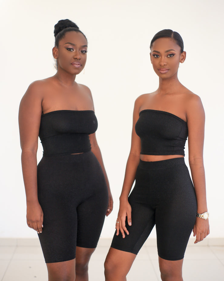 Lurex Bandeau Top & Cycling Shorts CO ORD