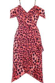 Leopard Frill Trim Wrap Dress