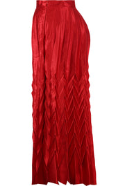 Pleated Zig Zag Maxi Skirt RED
